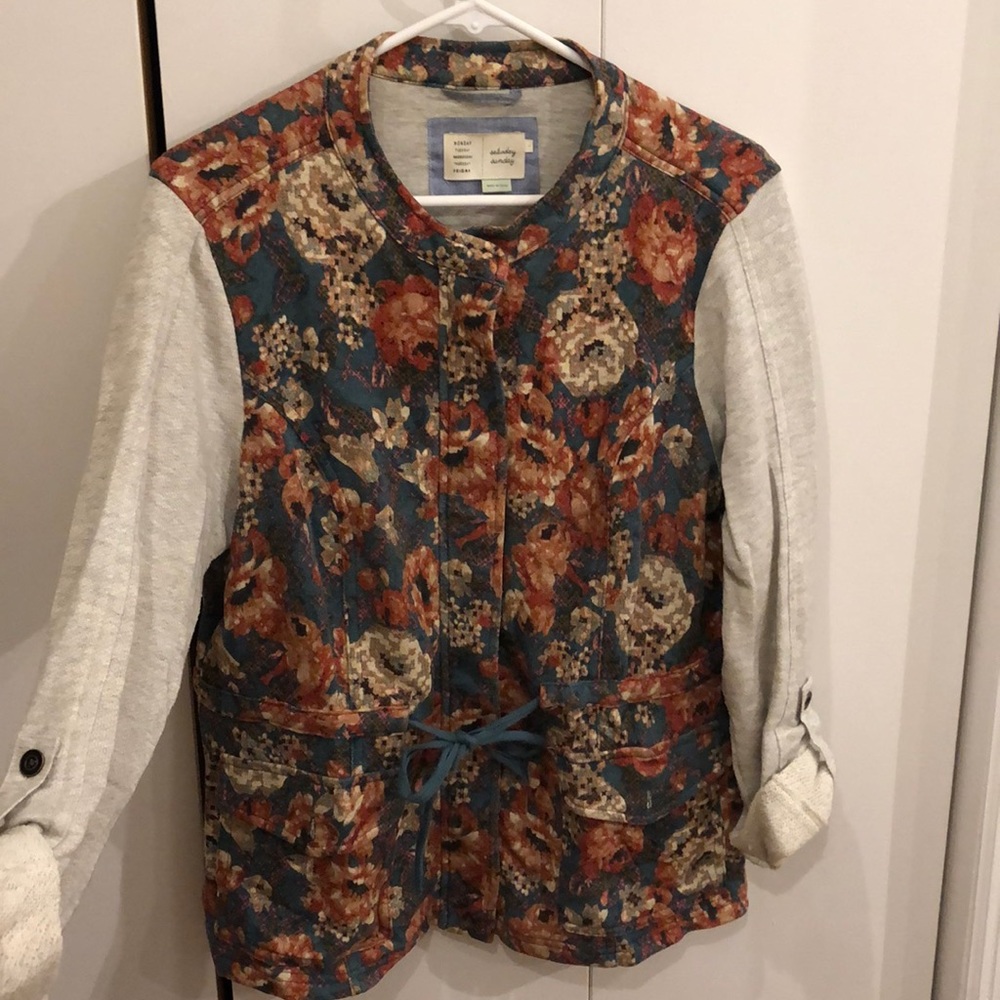 Anthropologie Floral Sweater Blazer